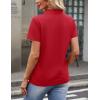 image:imageMAGCOMSEN Womens Polo Shirts Cotton Short Sleeve VNeck Collared Tops Golf Shirt Work Casual Summer TeeTomato Red