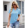 image:imageMAGCOMSEN Womens Polo Shirts Cotton Short Sleeve VNeck Collared Tops Golf Shirt Work Casual Summer TeeWaterfall Blue