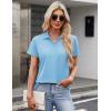 image:imageMAGCOMSEN Womens Polo Shirts Cotton Short Sleeve VNeck Collared Tops Golf Shirt Work Casual Summer TeeWaterfall Blue