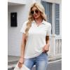 image:imageMAGCOMSEN Womens Polo Shirts Cotton Short Sleeve VNeck Collared Tops Golf Shirt Work Casual Summer TeeWhite