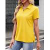 image:imageMAGCOMSEN Womens Polo Shirts Cotton Short Sleeve VNeck Collared Tops Golf Shirt Work Casual Summer TeeYellow