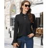 image:imageMAGCOMSEN Womens Polo Shirts Long Sleeve Cotton Collared T Shirt Golf Shirt Business Casual Tee Uniform Tops 3ButtonBlack
