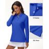 image:imageMAGCOMSEN Womens Polo Shirts Long Sleeve Cotton Collared T Shirt Golf Shirt Business Casual Tee Uniform Tops 3ButtonBright Blue