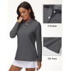 image:imageMAGCOMSEN Womens Polo Shirts Long Sleeve Cotton Collared T Shirt Golf Shirt Business Casual Tee Uniform Tops 3ButtonDark Gray