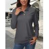 image:imageMAGCOMSEN Womens Polo Shirts Long Sleeve Cotton Collared T Shirt Golf Shirt Business Casual Tee Uniform Tops 3ButtonDark Gray
