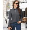 image:imageMAGCOMSEN Womens Polo Shirts Long Sleeve Cotton Collared T Shirt Golf Shirt Business Casual Tee Uniform Tops 3ButtonDark Gray