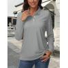 image:imageMAGCOMSEN Womens Polo Shirts Long Sleeve Cotton Collared T Shirt Golf Shirt Business Casual Tee Uniform Tops 3ButtonLight Gray