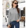 image:imageMAGCOMSEN Womens Polo Shirts Long Sleeve Cotton Collared T Shirt Golf Shirt Business Casual Tee Uniform Tops 3ButtonLight Gray