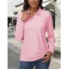 image:imageMAGCOMSEN Womens Polo Shirts Long Sleeve Cotton Collared T Shirt Golf Shirt Business Casual Tee Uniform Tops 3ButtonLight Pink