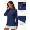 image:imageMAGCOMSEN Womens Polo Shirts Long Sleeve Cotton Collared T Shirt Golf Shirt Business Casual Tee Uniform Tops 3ButtonNavy Blue
