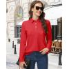 image:imageMAGCOMSEN Womens Polo Shirts Long Sleeve Cotton Collared T Shirt Golf Shirt Business Casual Tee Uniform Tops 3ButtonTomato Red