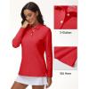 image:imageMAGCOMSEN Womens Polo Shirts Long Sleeve Cotton Collared T Shirt Golf Shirt Business Casual Tee Uniform Tops 3ButtonTomato Red