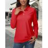 image:imageMAGCOMSEN Womens Polo Shirts Long Sleeve Cotton Collared T Shirt Golf Shirt Business Casual Tee Uniform Tops 3ButtonTomato Red