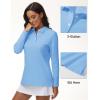 image:imageMAGCOMSEN Womens Polo Shirts Long Sleeve Cotton Collared T Shirt Golf Shirt Business Casual Tee Uniform Tops 3ButtonWaterfall Blue