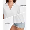 image:imageMAGCOMSEN Womens Polo Shirts VNeck Short Sleeve UPF 50 Sun Protection Collared Golf Shirt Work Summer TopsAwhite