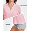 image:imageMAGCOMSEN Womens Polo Shirts VNeck Short Sleeve UPF 50 Sun Protection Collared Golf Shirt Work Summer TopsLightpink