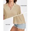 image:imageMAGCOMSEN Womens Polo Shirts VNeck Short Sleeve UPF 50 Sun Protection Collared Golf Shirt Work Summer TopsLtkhaki