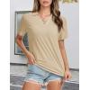 image:imageMAGCOMSEN Womens Polo Shirts VNeck Short Sleeve UPF 50 Sun Protection Collared Golf Shirt Work Summer TopsLtkhaki