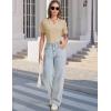 image:imageMAGCOMSEN Womens Polo Shirts VNeck Short Sleeve UPF 50 Sun Protection Collared Golf Shirt Work Summer TopsLtkhaki
