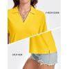 image:imageMAGCOMSEN Womens Polo Shirts VNeck Short Sleeve UPF 50 Sun Protection Collared Golf Shirt Work Summer TopsYellow