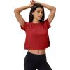 image:imageMAGCOMSEN Workout Crop Tops for Women Short Sleeve Cotton Athletic Yoga Top Loose Casual Crewneck Cropped T ShirtsTruered