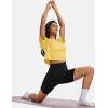image:imageMAGCOMSEN Workout Crop Tops for Women Short Sleeve Cotton Athletic Yoga Top Loose Casual Crewneck Cropped T ShirtsYellow