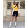 image:imageMAGCOMSEN Workout Crop Tops for Women Short Sleeve Cotton Athletic Yoga Top Loose Casual Crewneck Cropped T ShirtsYellow