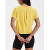 image:imageMAGCOMSEN Workout Crop Tops for Women Short Sleeve Cotton Athletic Yoga Top Loose Casual Crewneck Cropped T ShirtsYellow