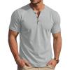 image:imageMAGCOMSEN Mens Henley Short Sleeve Shirt Moisture Wicking Lightweight Cotton TShirts Casual Summer Basic Tee Shirt27 Light Grey