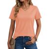 image:imageMAGCOMSEN Womens Cotton T Shirt VNeck Short Sleeve Shirt ClassicFit Casual Breathable Tee Summer Basic TopsApricot