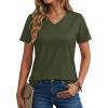 image:imageMAGCOMSEN Womens Cotton T Shirt VNeck Short Sleeve Shirt ClassicFit Casual Breathable Tee Summer Basic TopsArmy Green