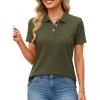 image:imageMAGCOMSEN Womens Polo Shirts Cotton Short Sleeve Shirt 3 Buttons Collared Shirts Summer Casual Wicking Golf TopsArmy Green