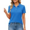 image:imageMAGCOMSEN Womens Polo Shirts Cotton Short Sleeve Shirt 3 Buttons Collared Shirts Summer Casual Wicking Golf TopsAzure