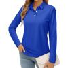 image:imageMAGCOMSEN Womens Polo Shirts Long Sleeve Cotton Collared T Shirt Golf Shirt Business Casual Tee Uniform Tops 3ButtonBright Blue