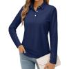 image:imageMAGCOMSEN Womens Polo Shirts Long Sleeve Cotton Collared T Shirt Golf Shirt Business Casual Tee Uniform Tops 3ButtonNavy Blue