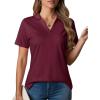 image:imageMAGCOMSEN Womens Polo Shirts VNeck Short Sleeve UPF 50 Sun Protection Collared Golf Shirt Work Summer TopsWinered