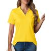 image:imageMAGCOMSEN Womens Polo Shirts VNeck Short Sleeve UPF 50 Sun Protection Collared Golf Shirt Work Summer TopsYellow