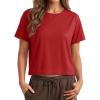image:imageMAGCOMSEN Workout Crop Tops for Women Short Sleeve Cotton Athletic Yoga Top Loose Casual Crewneck Cropped T ShirtsTruered