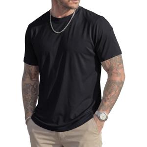 image:imageMAGCOMSEN Mens TShirts Short Sleeve UPF 50 Lightweight Moisture Wicking Basic Crewneck Casual Summer Cooling T ShirtBlack