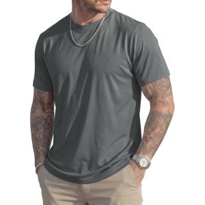 image:imageMAGCOMSEN Mens TShirts Short Sleeve UPF 50 Lightweight Moisture Wicking Basic Crewneck Casual Summer Cooling T ShirtDark Grey