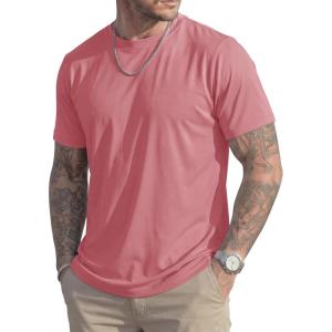 image:imageMAGCOMSEN Mens TShirts Short Sleeve UPF 50 Lightweight Moisture Wicking Basic Crewneck Casual Summer Cooling T ShirtGray Pink