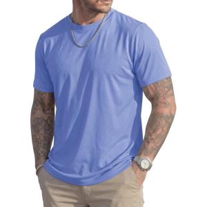 image:imageMAGCOMSEN Mens TShirts Short Sleeve UPF 50 Lightweight Moisture Wicking Basic Crewneck Casual Summer Cooling T ShirtLight Blue