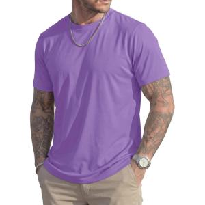 image:imageMAGCOMSEN Mens TShirts Short Sleeve UPF 50 Lightweight Moisture Wicking Basic Crewneck Casual Summer Cooling T ShirtLight Purple