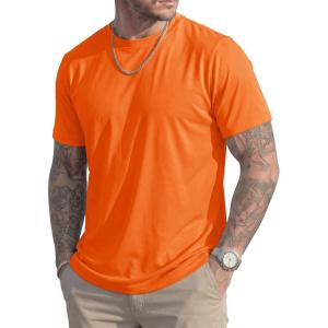 image:imageMAGCOMSEN Mens TShirts Short Sleeve UPF 50 Lightweight Moisture Wicking Basic Crewneck Casual Summer Cooling T ShirtOrange