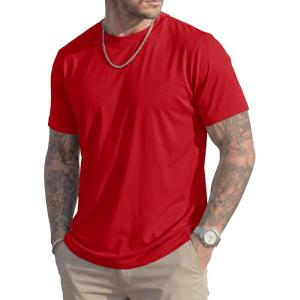 image:imageMAGCOMSEN Mens TShirts Short Sleeve UPF 50 Lightweight Moisture Wicking Basic Crewneck Casual Summer Cooling T ShirtTomato Red