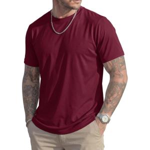 image:imageMAGCOMSEN Mens TShirts Short Sleeve UPF 50 Lightweight Moisture Wicking Basic Crewneck Casual Summer Cooling T ShirtWine Red