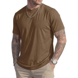 image:imageMAGCOMSEN Mens TShirts Short Sleeve UPF 50 Lightweight Moisture Wicking Basic Crewneck Casual Summer Cooling T ShirtWolf Brown
