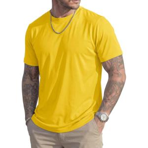 image:imageMAGCOMSEN Mens TShirts Short Sleeve UPF 50 Lightweight Moisture Wicking Basic Crewneck Casual Summer Cooling T ShirtYellow