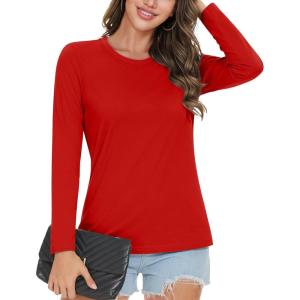 image:imageMAGCOMSEN Womens Cotton LongSleeve CrewNeck TShirt ClassicFit Shirt Soft Breathable Casual Tee Basic TopsBred