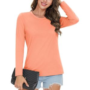 image:imageMAGCOMSEN Womens Cotton LongSleeve CrewNeck TShirt ClassicFit Shirt Soft Breathable Casual Tee Basic TopsZapricot